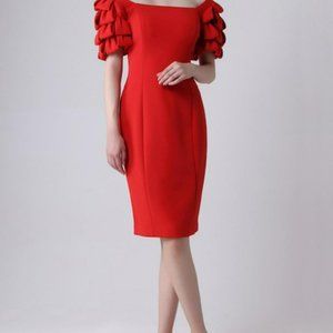 Badgley Mischka Square Neck #Cocktail #Dress w/ Looped Sleeves